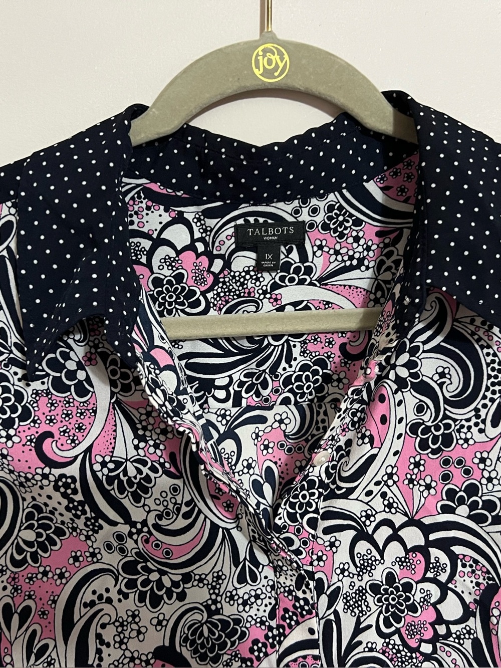 Talbots Navy, Pink & White Floral Paisley Button-Front Shirt